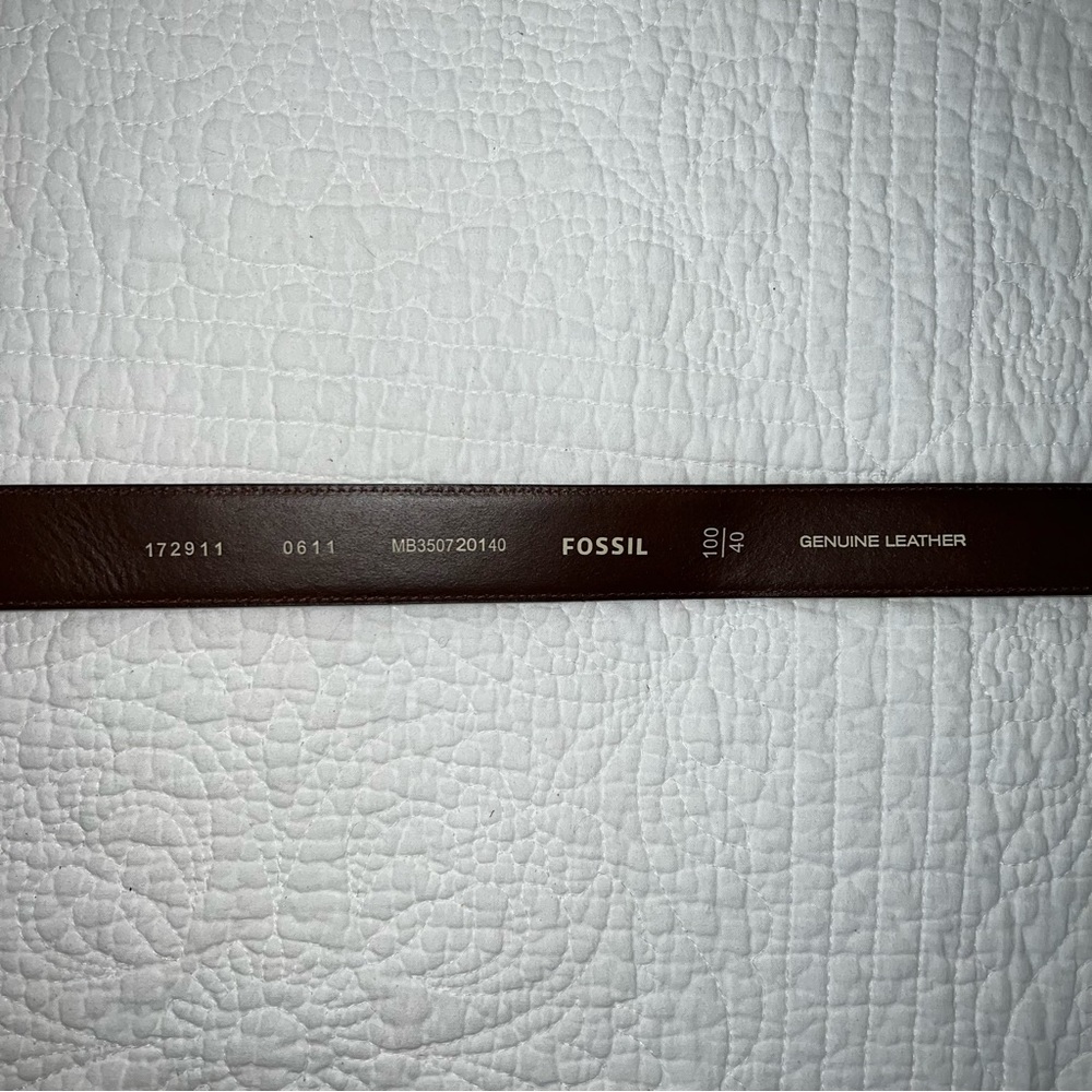 FOSSIL Woodrow Dark Brown Genuine Leather Belt Mens NWT Sz 40 - Picture 8 of 11